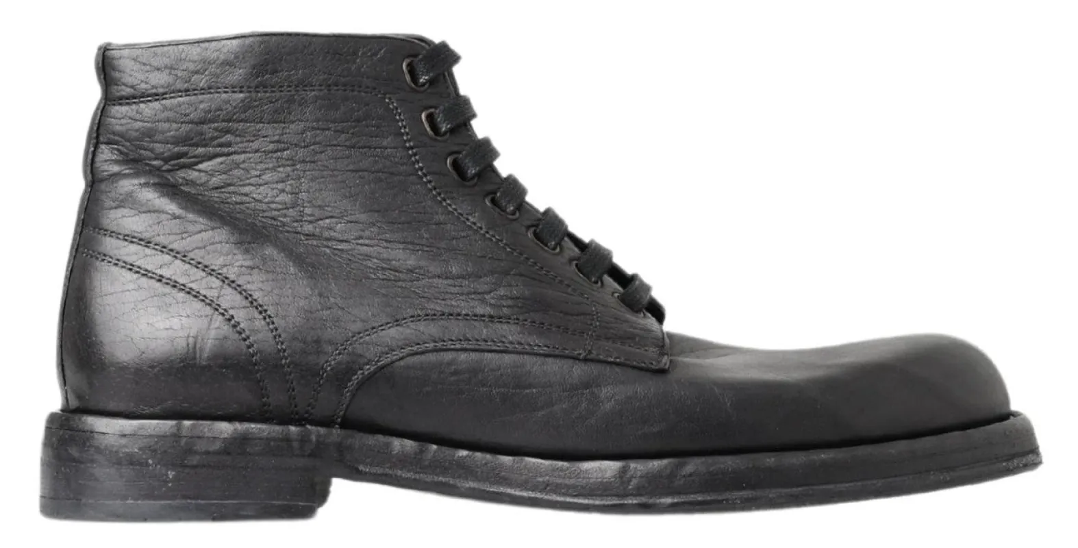 Equisite Black Lace-Up Leather Boots sold by Louxly