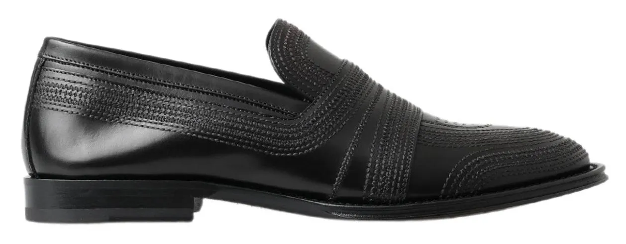 Elegant Black Leather Slipper Loafers sold by Louxly