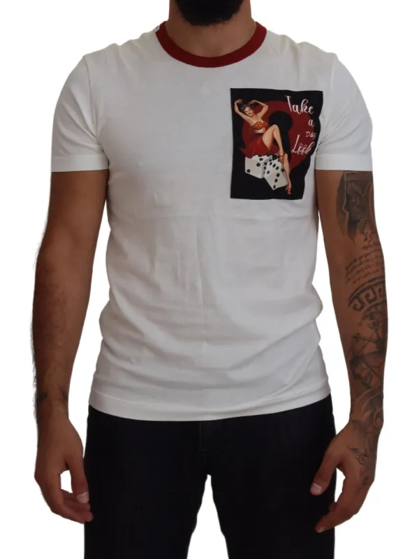Elegant White Crewneck Cotton T-Shirt sold by Louxly