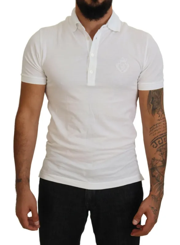 Elegant White Cotton Blend Polo sold by Louxly
