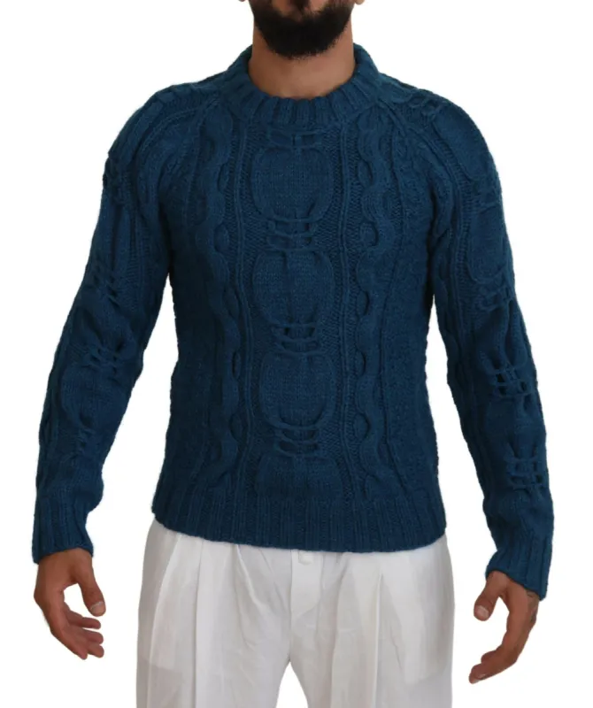 Elegant Blue Crewneck Sweater sold by Louxly