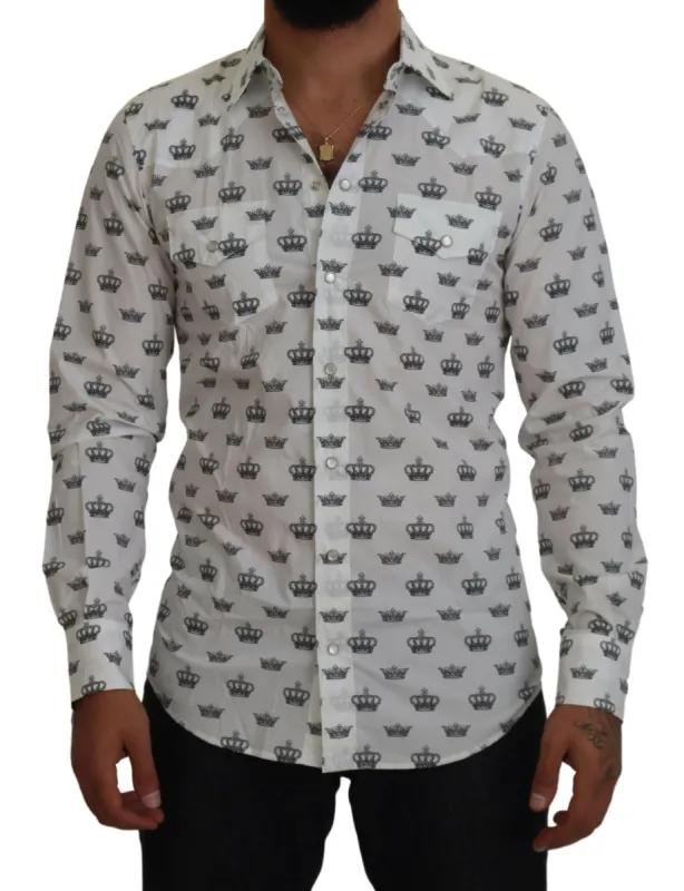 Slim Fit Crown Print Dress Shirt sold by Louxly