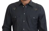 Elegant Slim-Fit Blue Denim Casual Shirt sold by Louxly