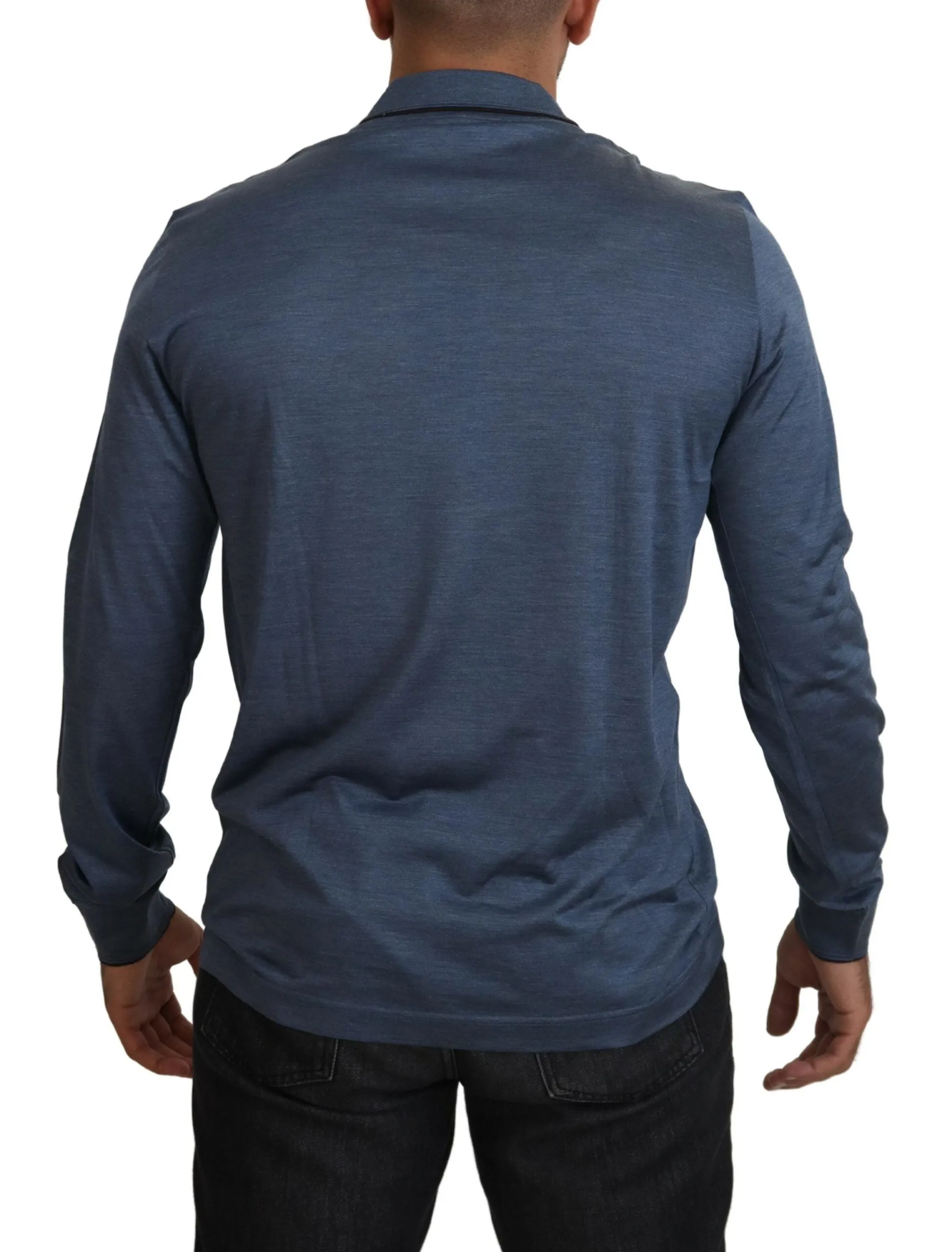 Elegant Silk Blue Pullover Sweater sold by Louxly product image thumbnail 3