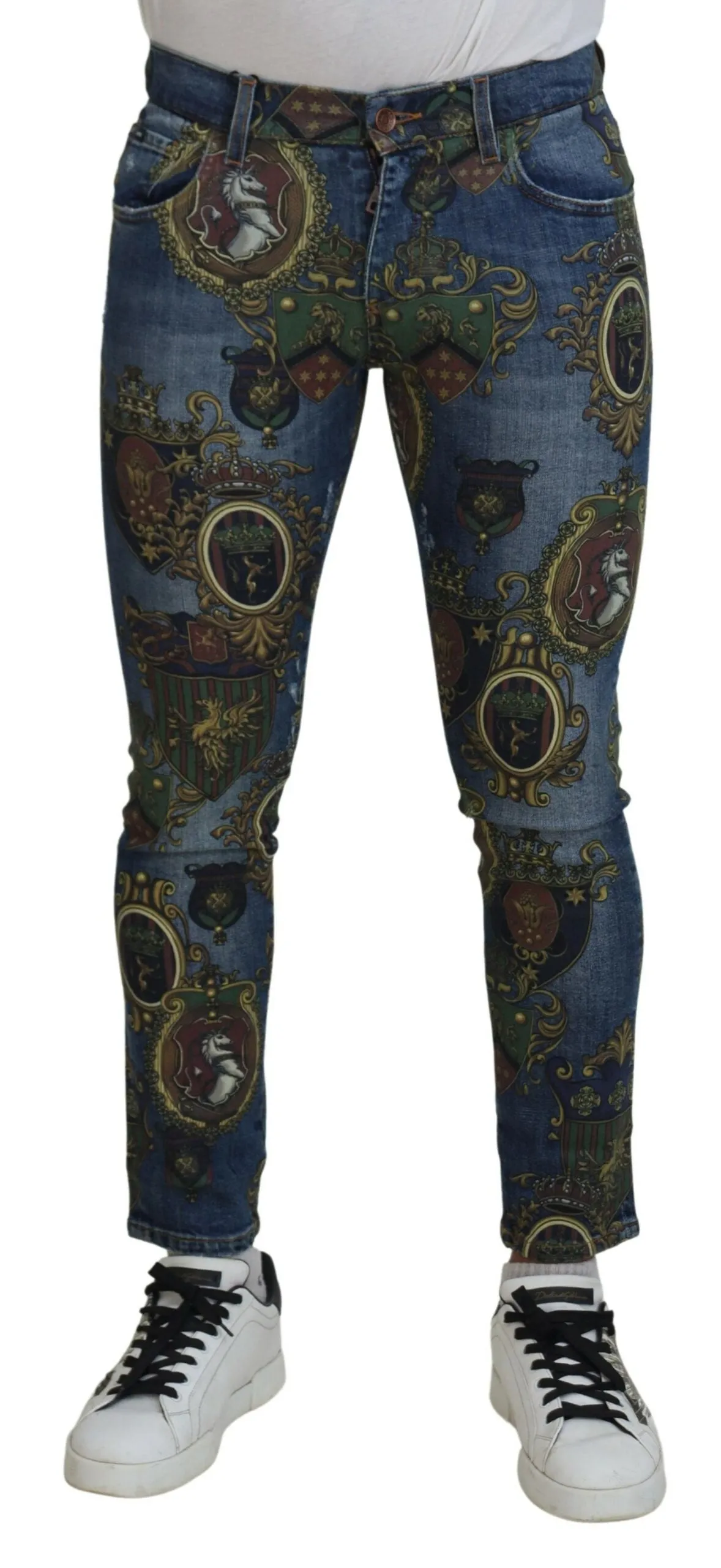 Elegant Slim-Fit Printed Denim Jeans sold by Louxly