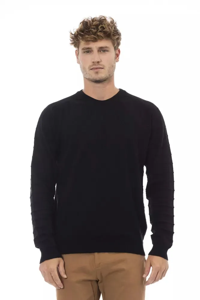 Black Viscose Men Sweater sold by Louxly
