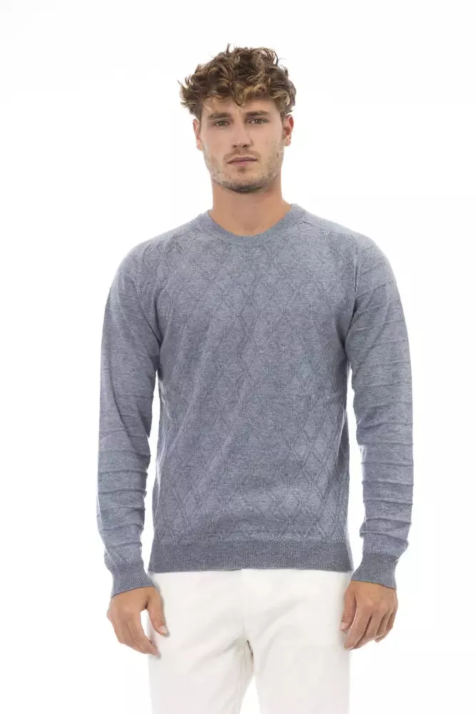 Light Blue Viscose Men Sweater sold by Louxly