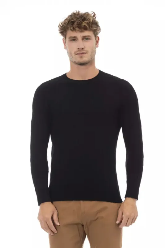 Black Viscose Men Sweater sold by Louxly