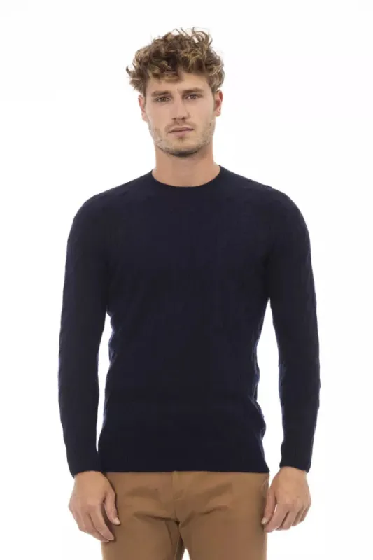 Blue Wool Men Sweater sold by Louxly