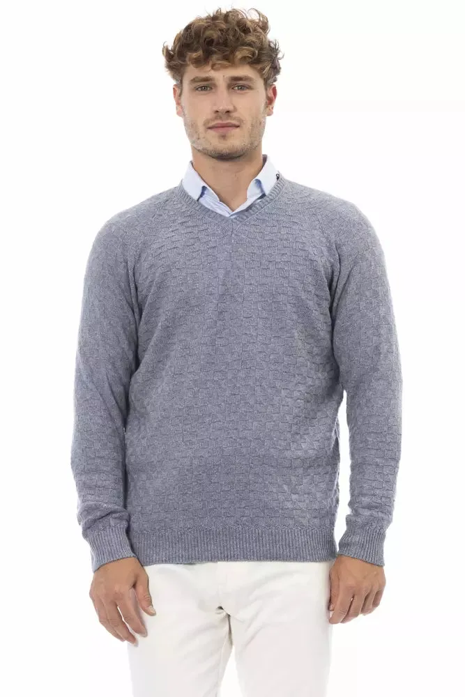 "Light Blue Viscose Men Sweater" sold by Louxly