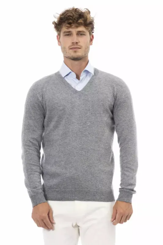 Gray Viscose Men Sweater sold by Louxly