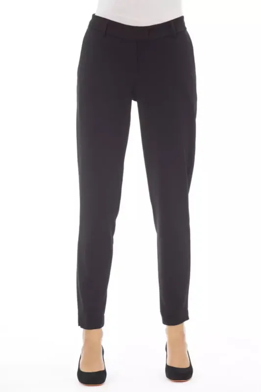 Black Polyester Women Pant sold by Louxly