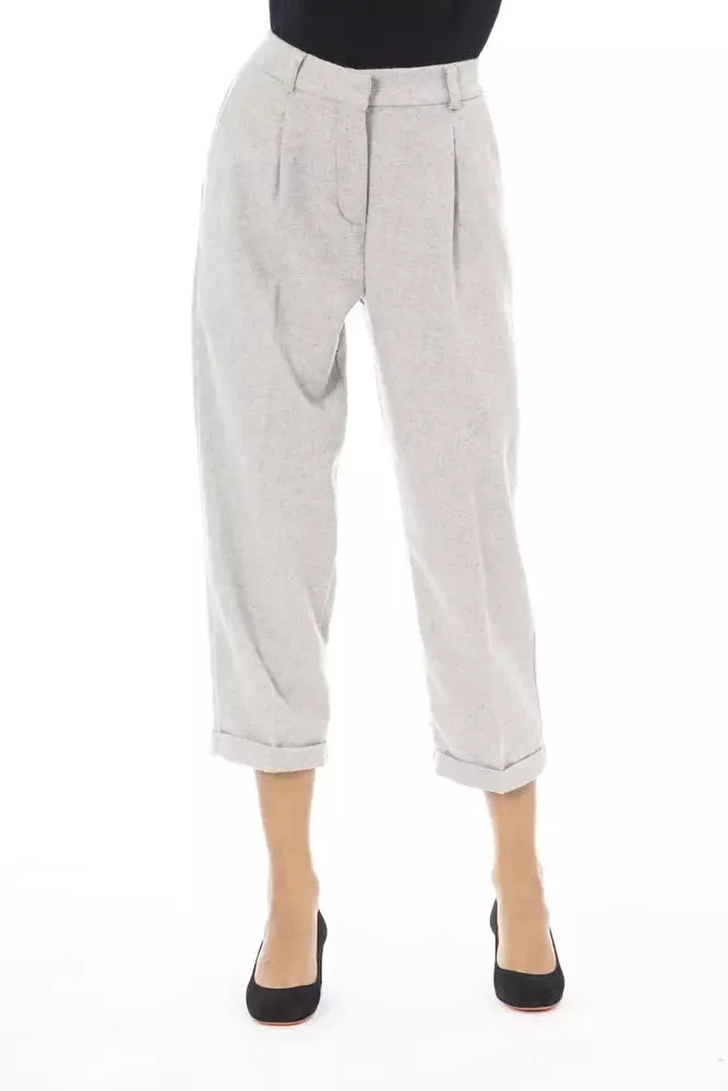 Gray Wool Women Pant sold by Louxly