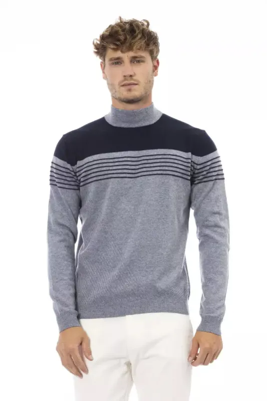 Light Blue Wool Men Sweater sold by Louxly