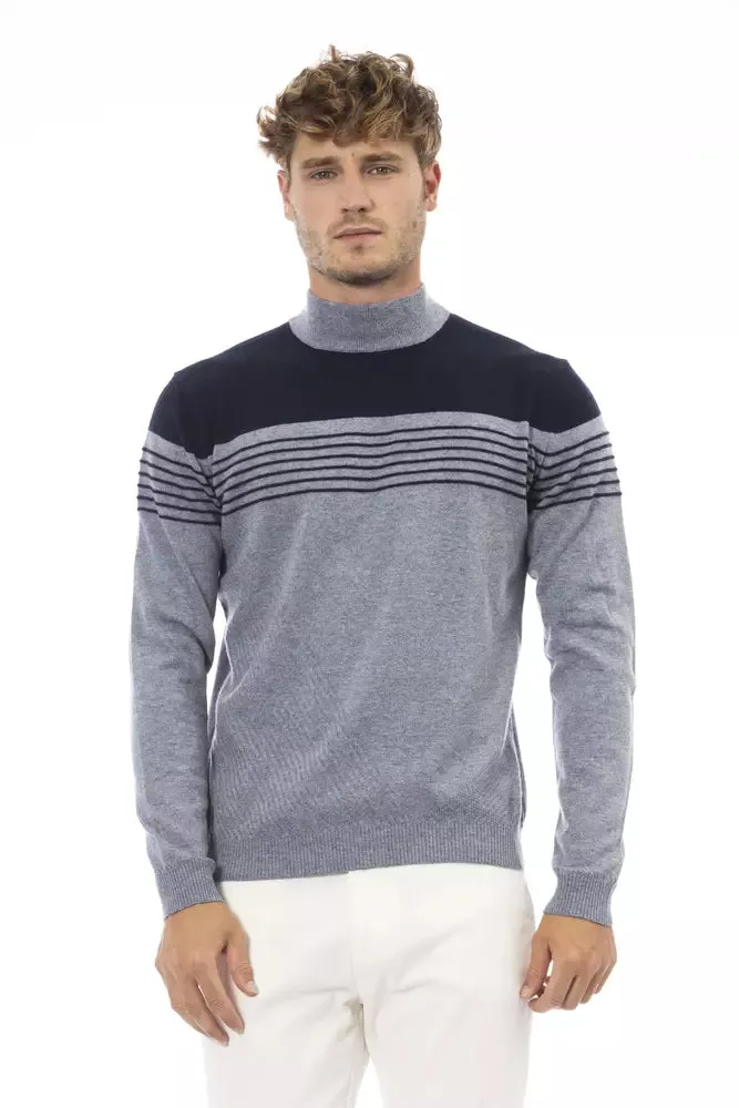Light Blue Wool Men Sweater sold by Louxly