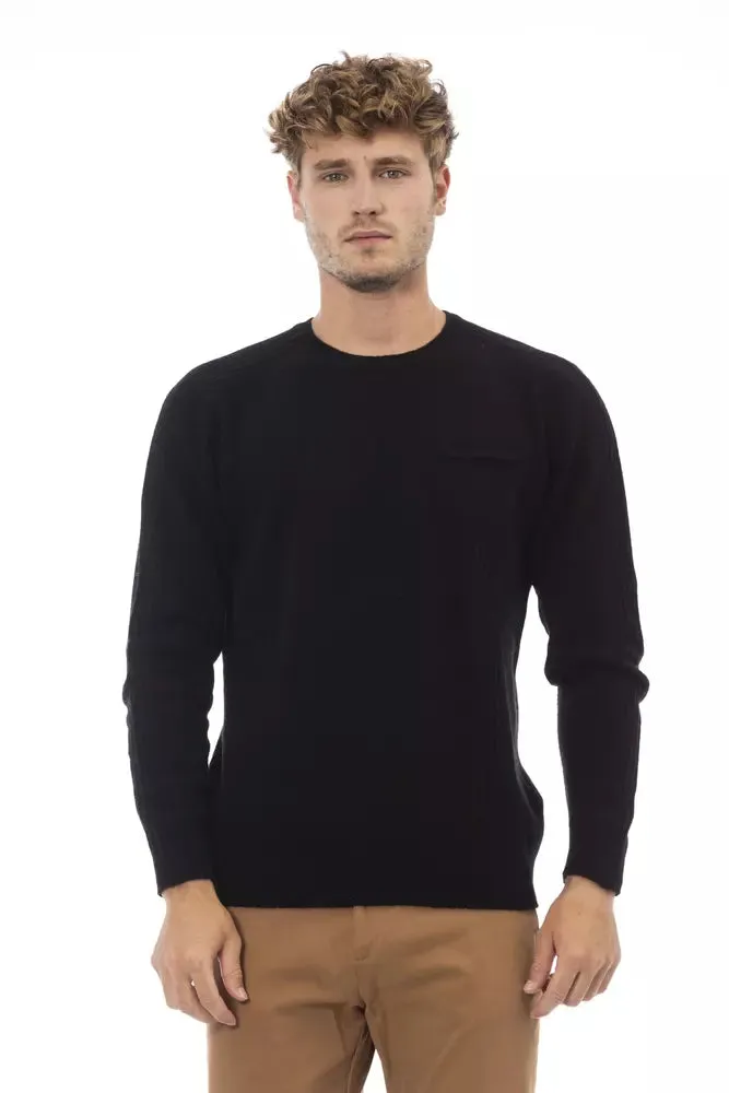 Black Viscose Men Sweater sold by Louxly