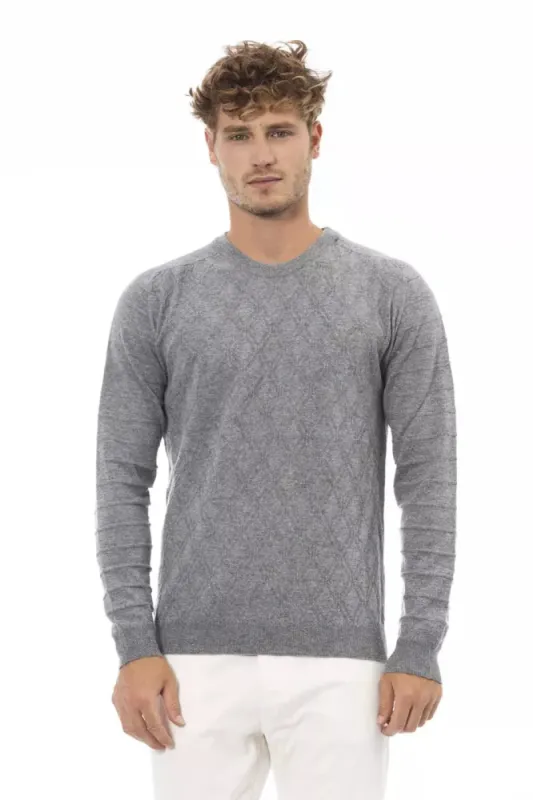 Gray Viscose Men Sweater sold by Louxly