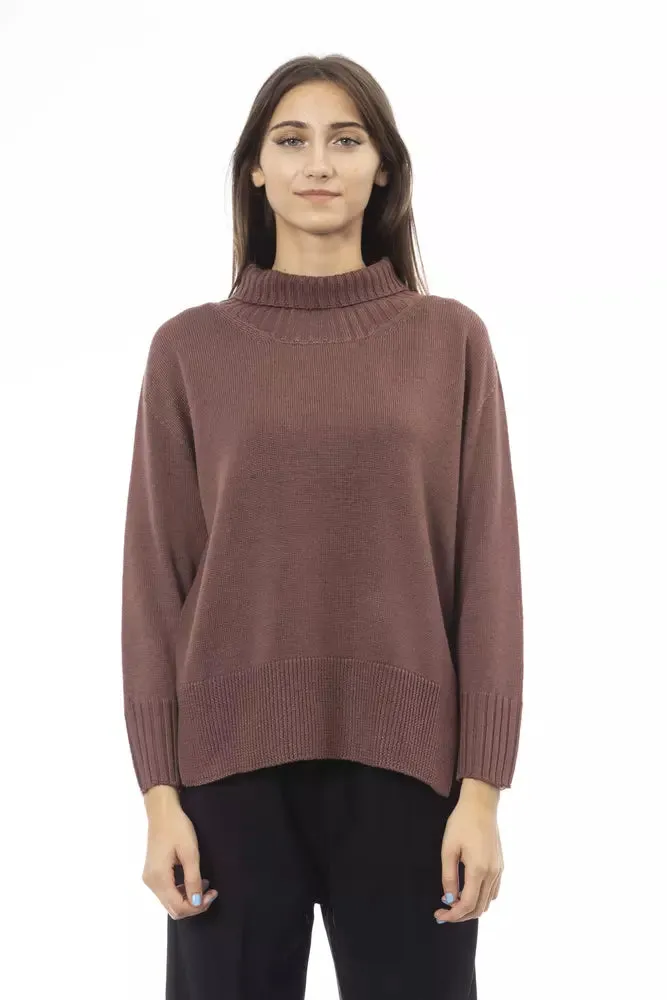 Brown Merino Wool Women Sweater sold by Louxly