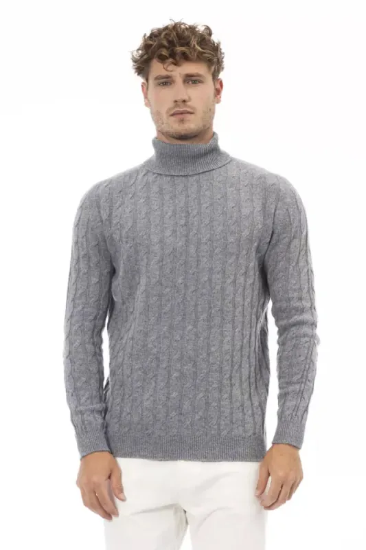 Gray Viscose Men Sweater sold by Louxly