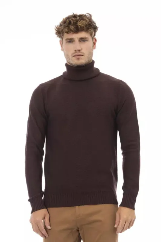 Brown Merino Wool Men Sweater sold by Louxly