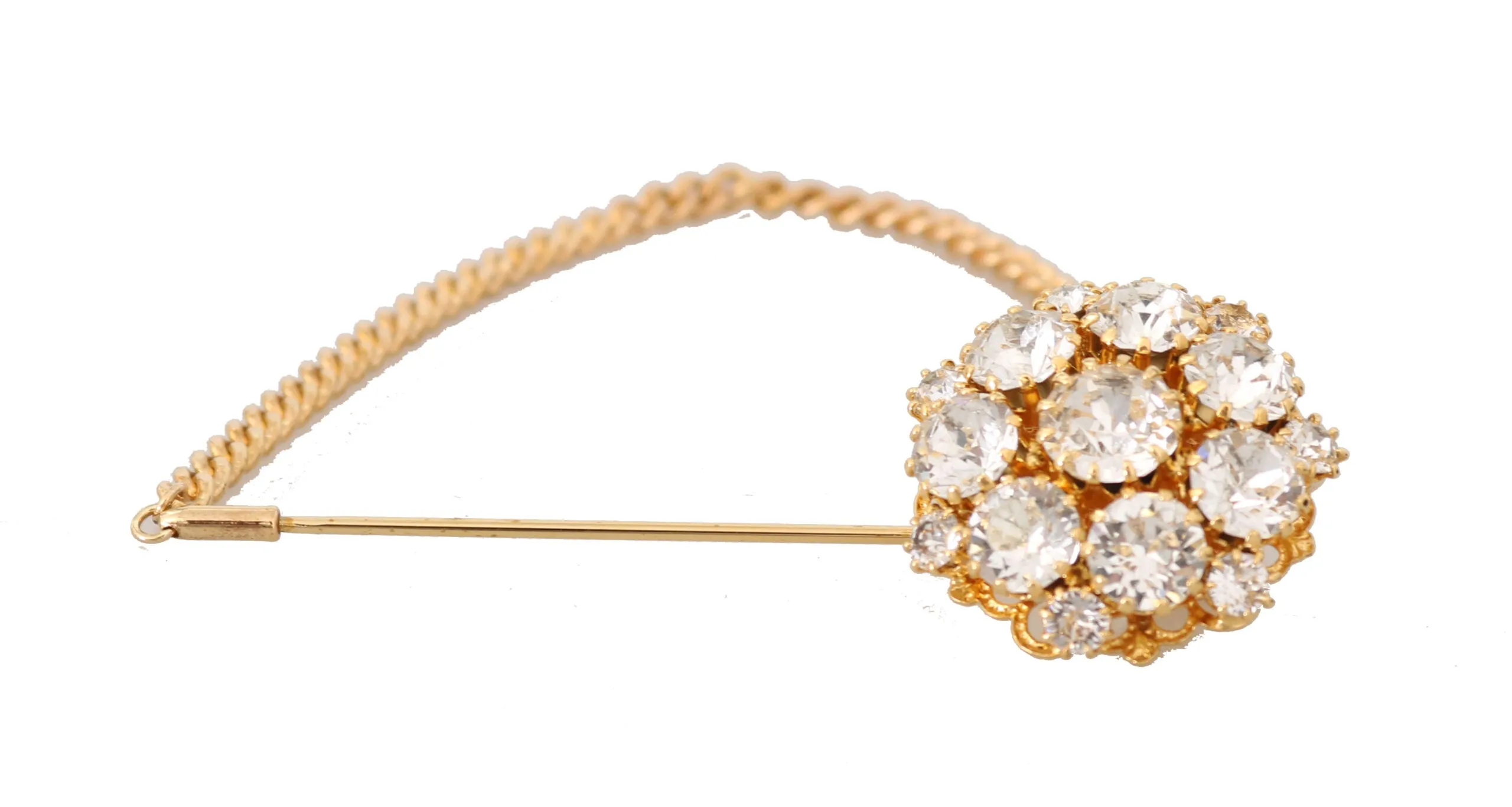 Exquisite Crystal-Embellished Gold Brooch sold by Louxly product image thumbnail 4