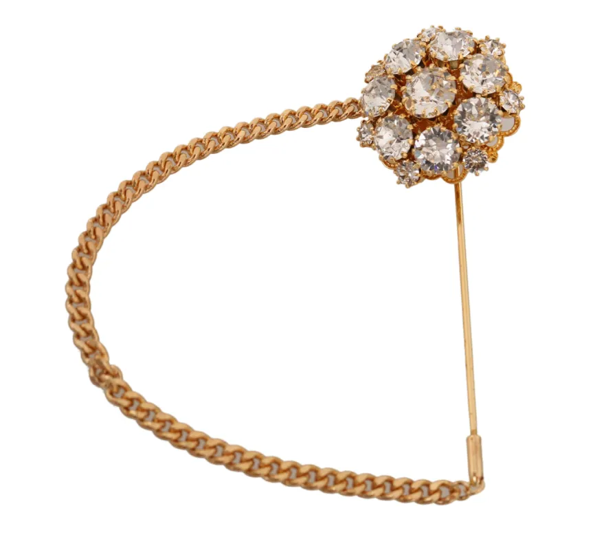 Exquisite Crystal-Embellished Gold Brooch sold by Louxly