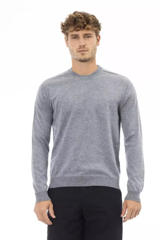 Light Blue Viscose Men Sweater sold by Louxly