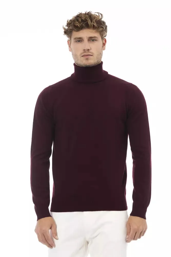 Burgundy Wool Men Sweater sold by Louxly