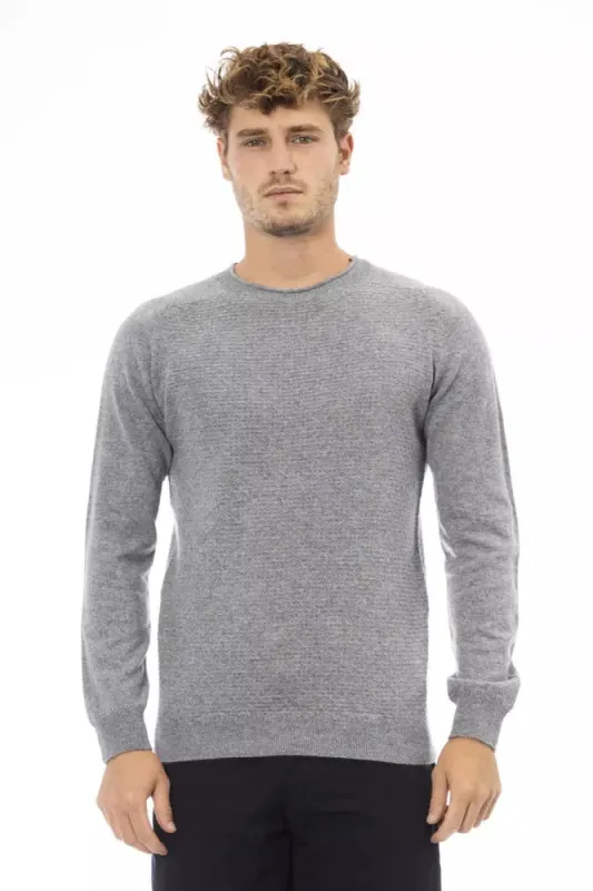 Gray Viscose Men Sweater sold by Louxly