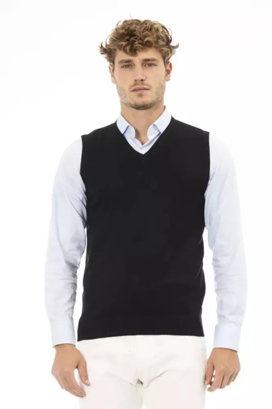 Black Viscose Men Vest sold by Louxly