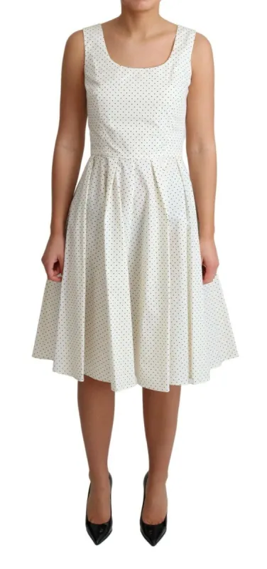 Elegant Sleeveless A-Line Polka Dotted Dress sold by Louxly