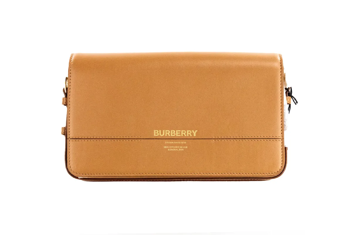 Grace Small Nutmeg Smooth Leather Flap Crossbody Clutch Handbag Purse made by Burberry