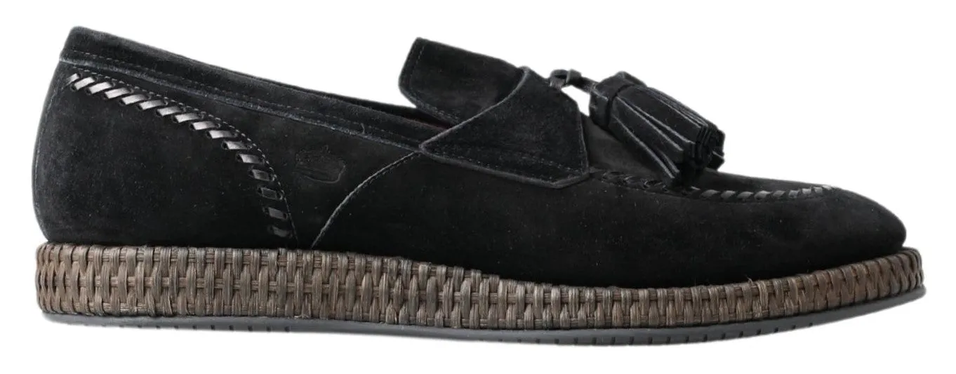 Elegant Black Suede Espadrilles Sneakers sold by Louxly