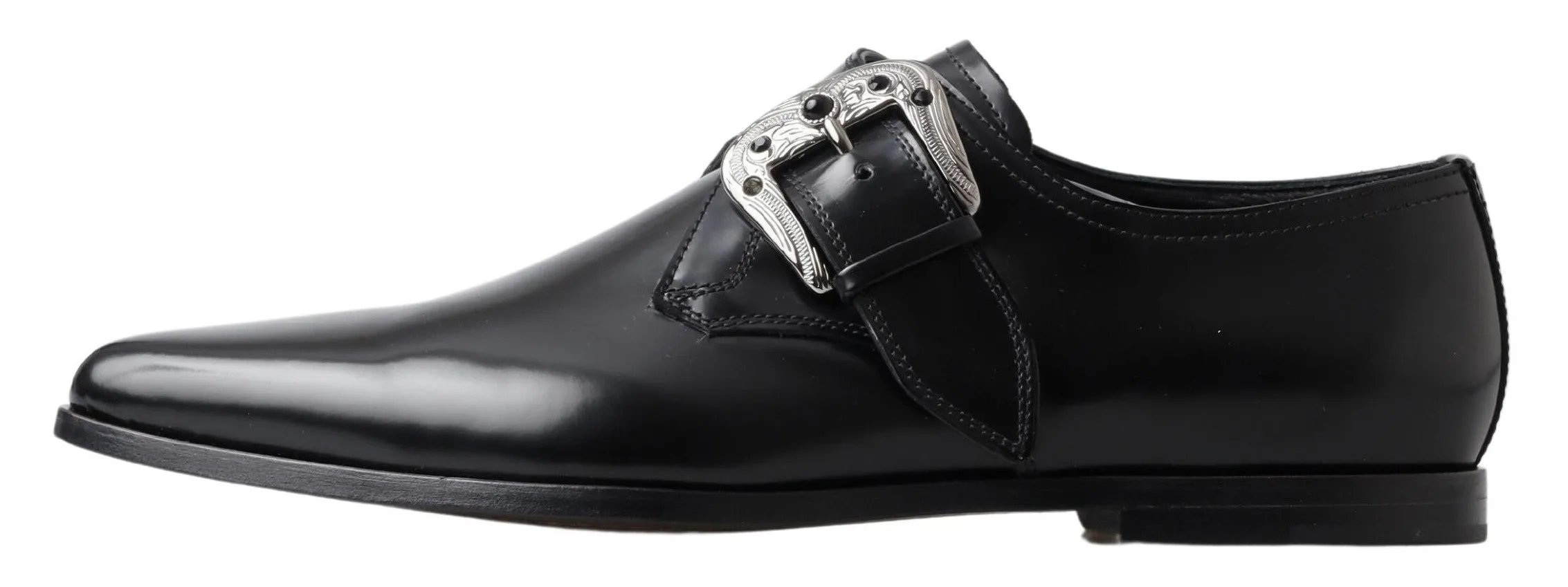 Elegant Black Leather Monk Strap Shoes sold by Louxly product image thumbnail 2