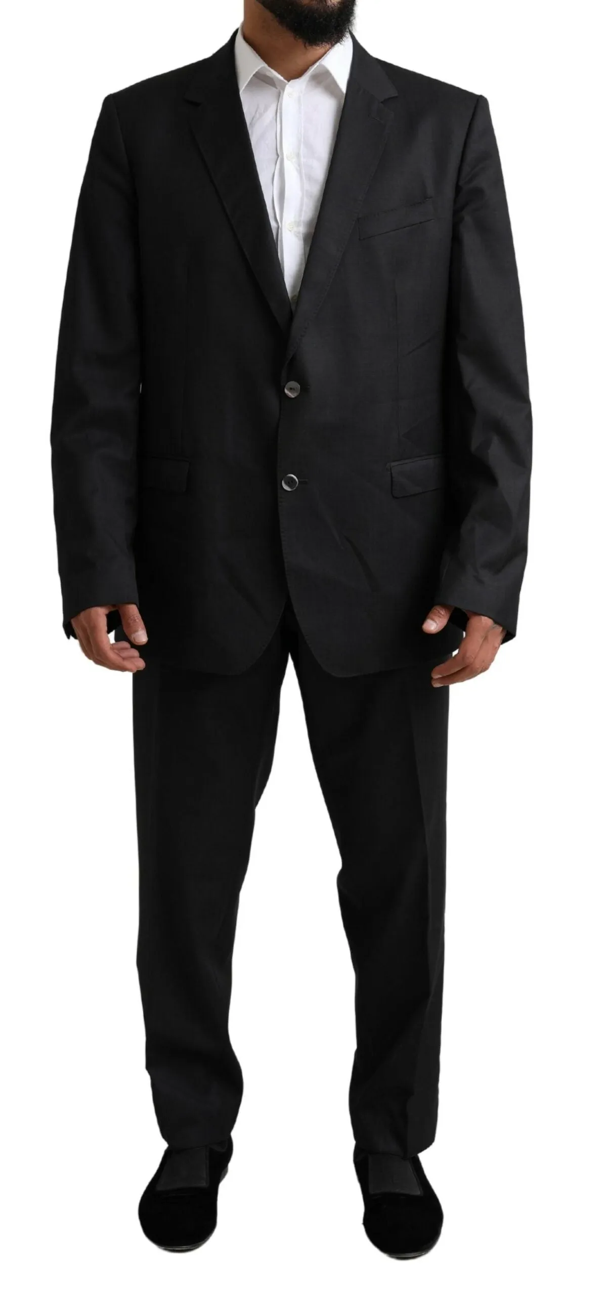 Elegant Black Virgin Wool Martini Suit sold by Louxly