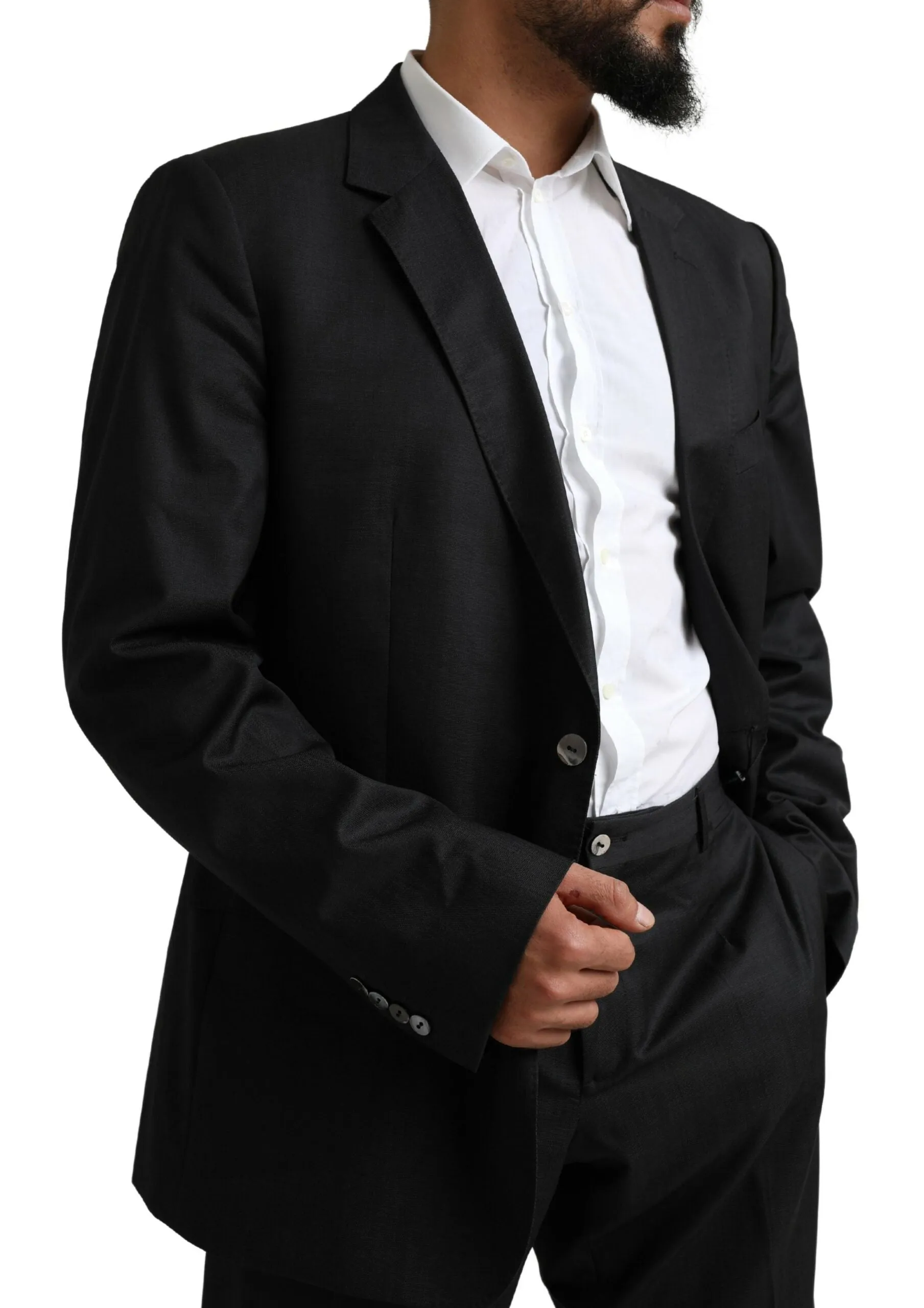 Elegant Black Virgin Wool Martini Suit sold by Louxly product image thumbnail 5