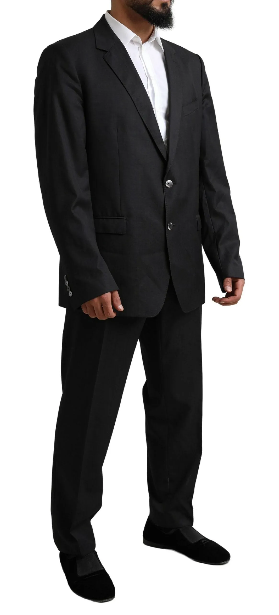Elegant Black Virgin Wool Martini Suit sold by Louxly product image thumbnail 2