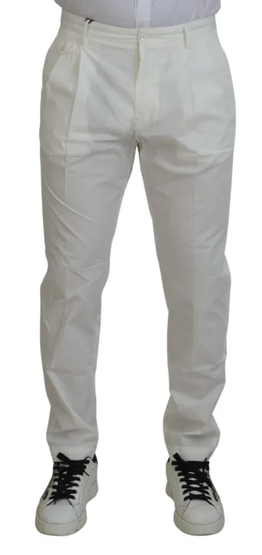 Elegant White Cotton Chino Pants sold by Louxly