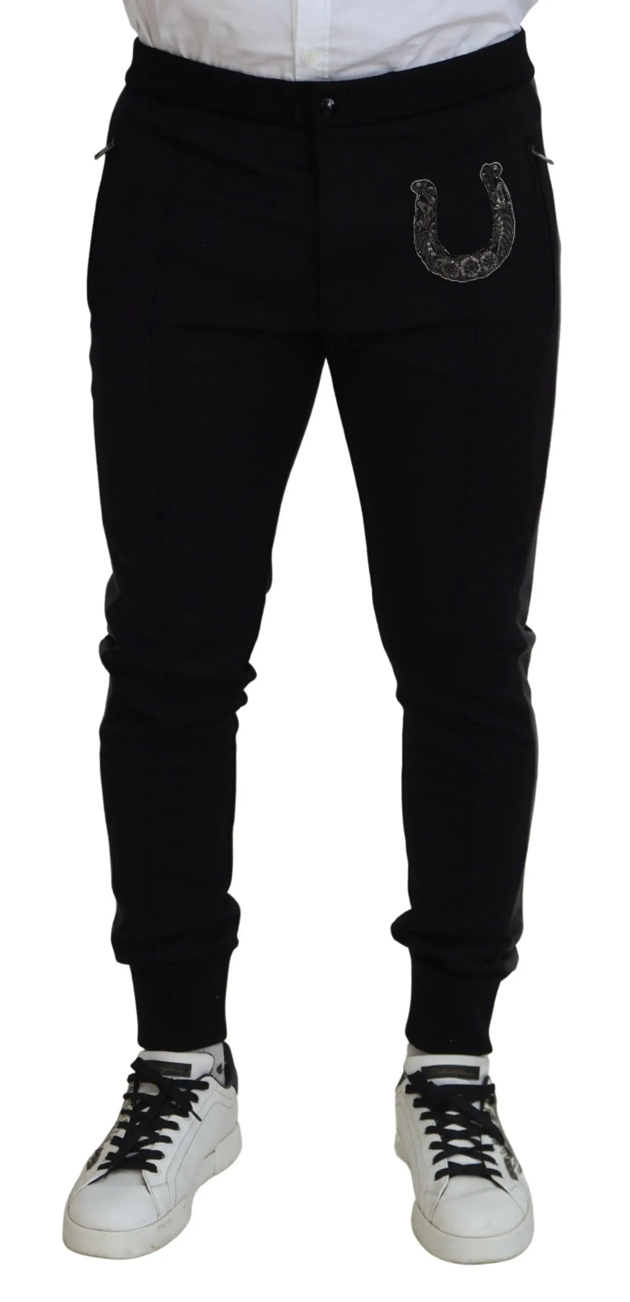 Elegant Black Jogger Pants in Luxe Wool Blend sold by Louxly