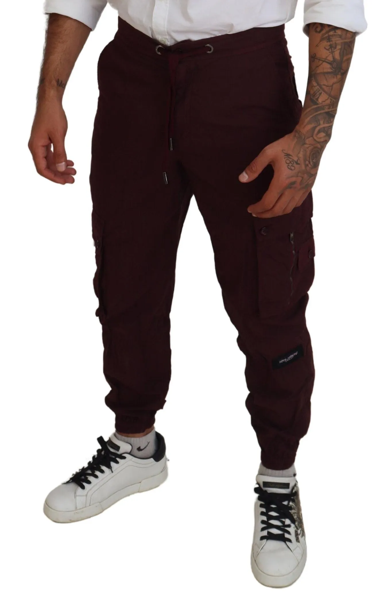 Elegant Burgundy Cotton Jogger Pants sold by Louxly product image thumbnail 4