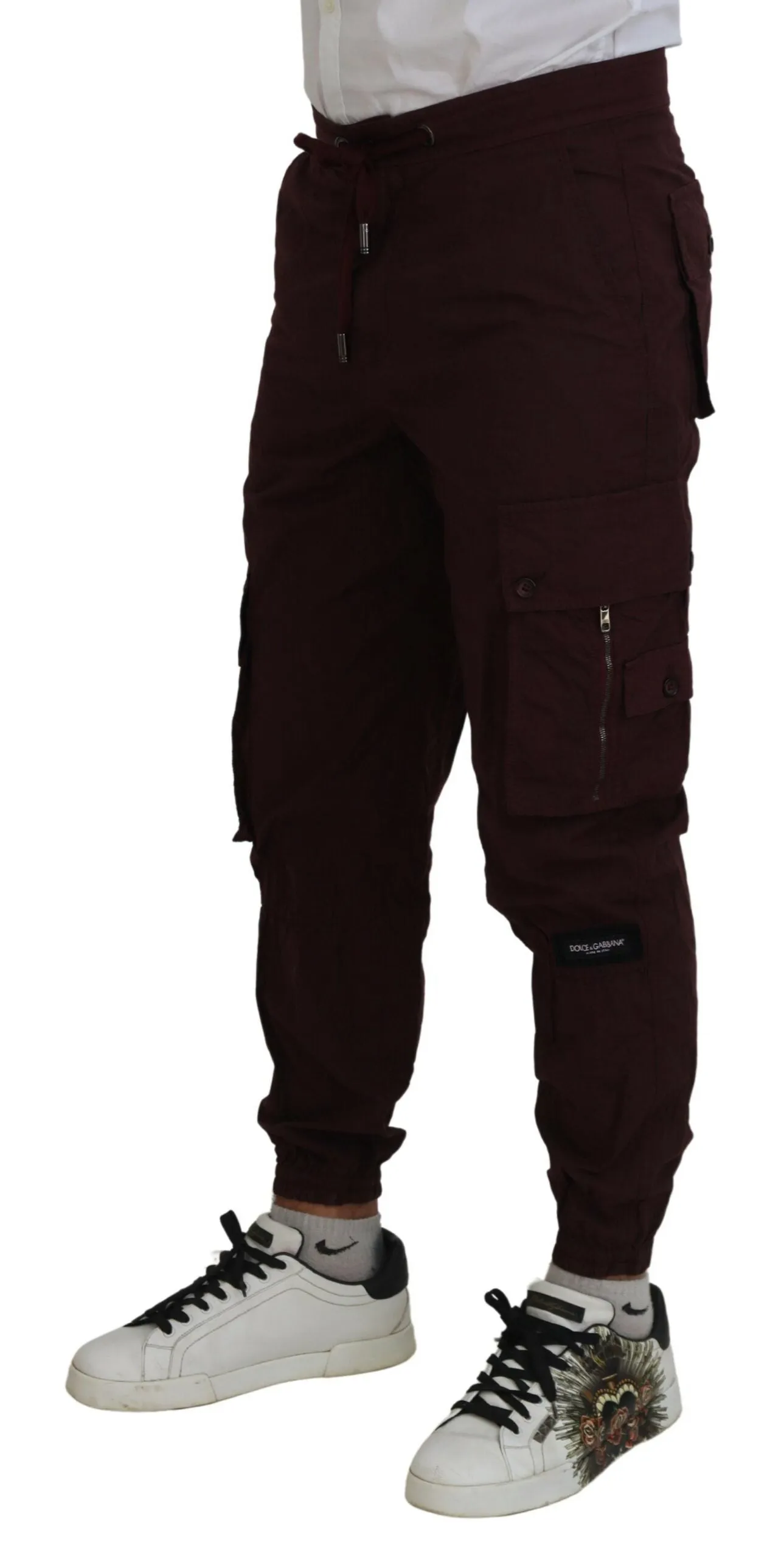 Elegant Burgundy Cotton Jogger Pants sold by Louxly product image thumbnail 2