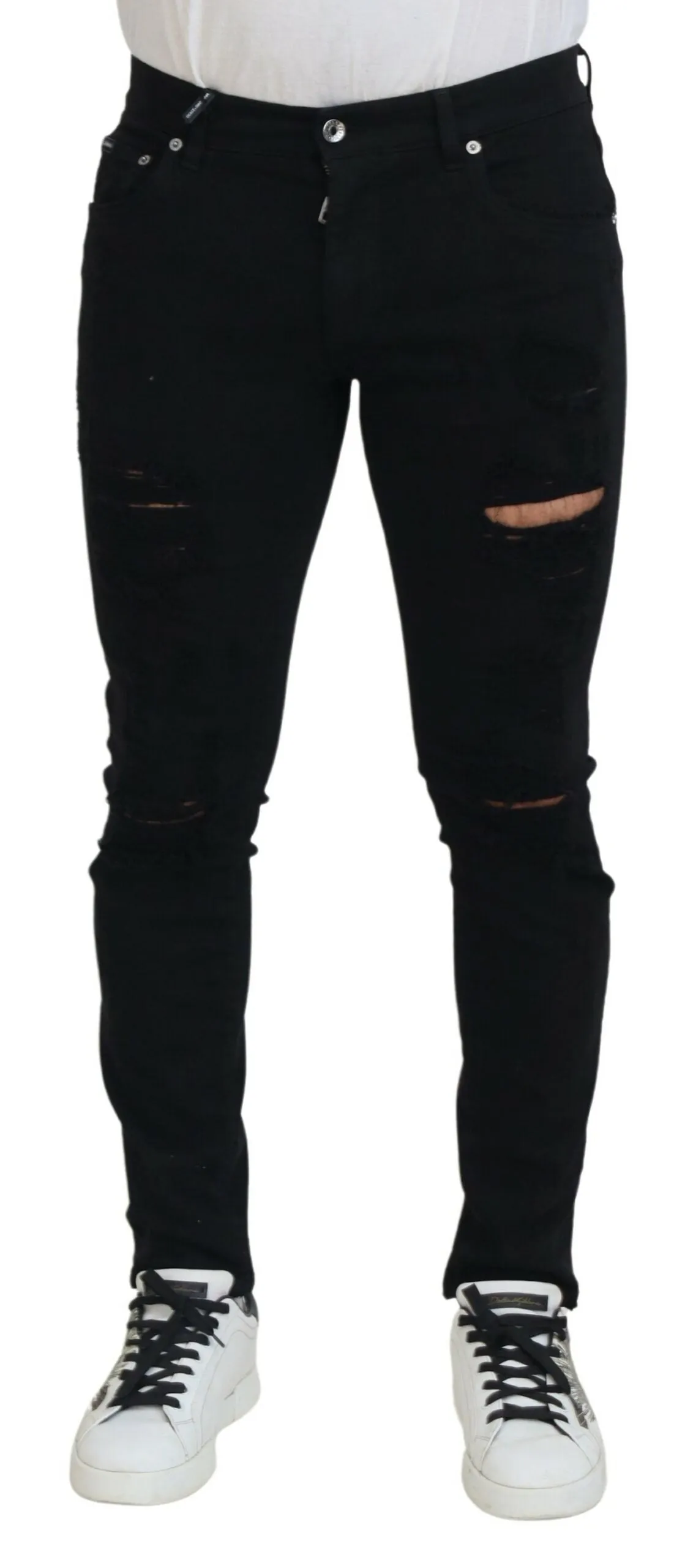 Svelte Black Tattered Slim Fit Denim sold by Louxly