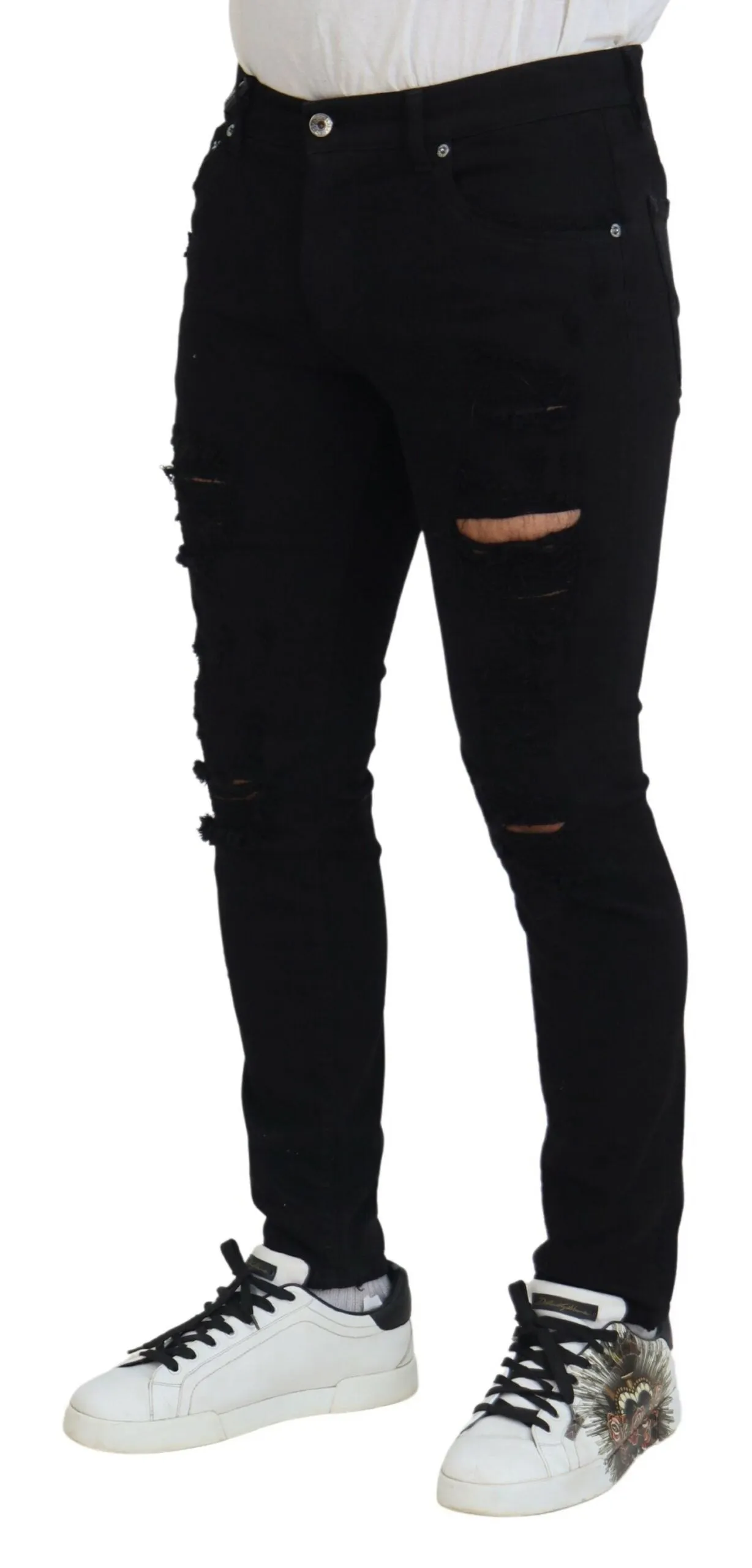 Svelte Black Tattered Slim Fit Denim sold by Louxly product image thumbnail 2