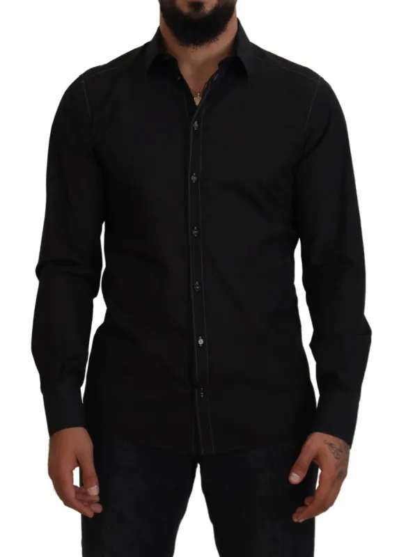 Elegant Black Formal Cotton Shirt sold by Louxly