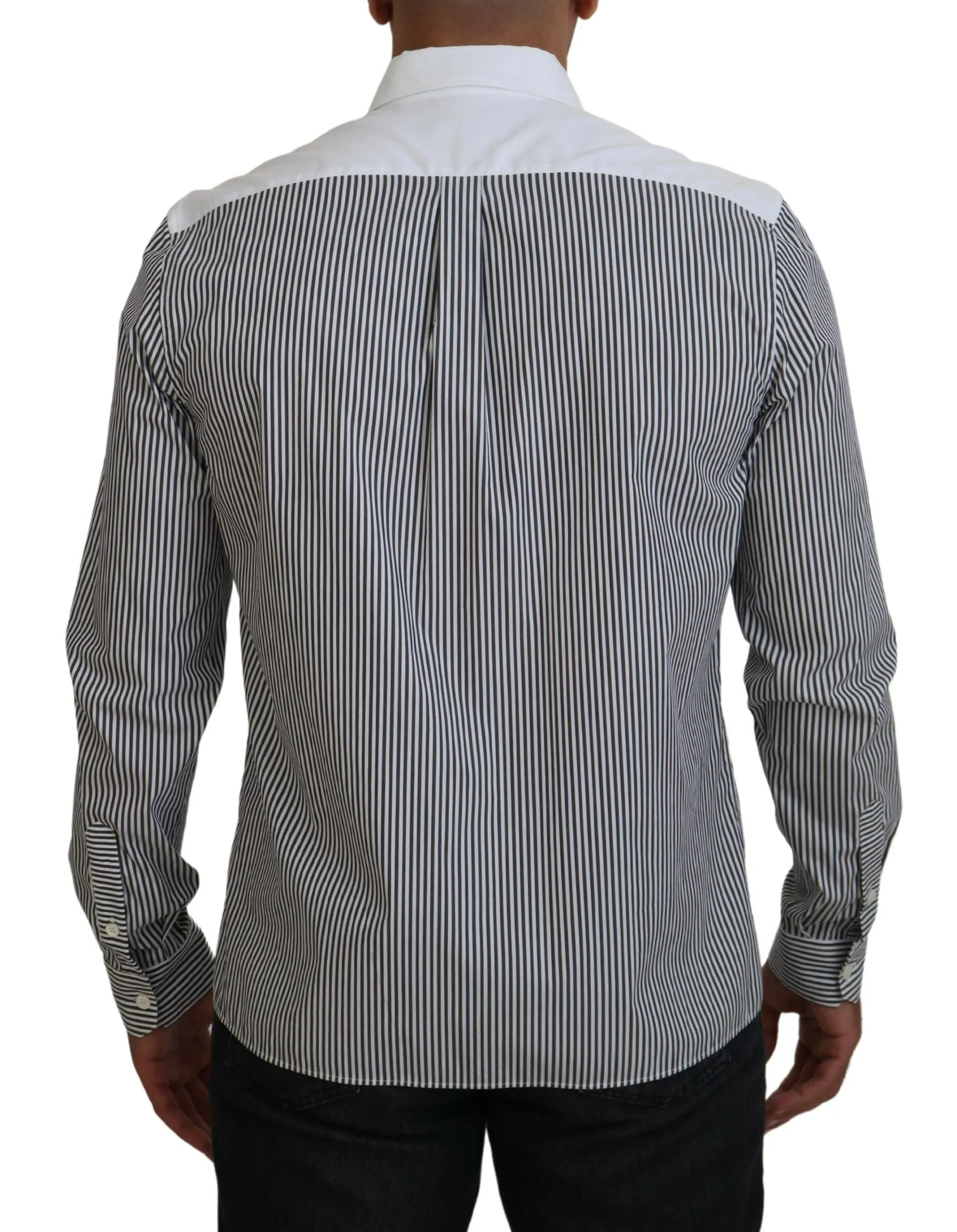 Classic Black and White Striped Button-Down Shirt sold by Louxly product image thumbnail 3