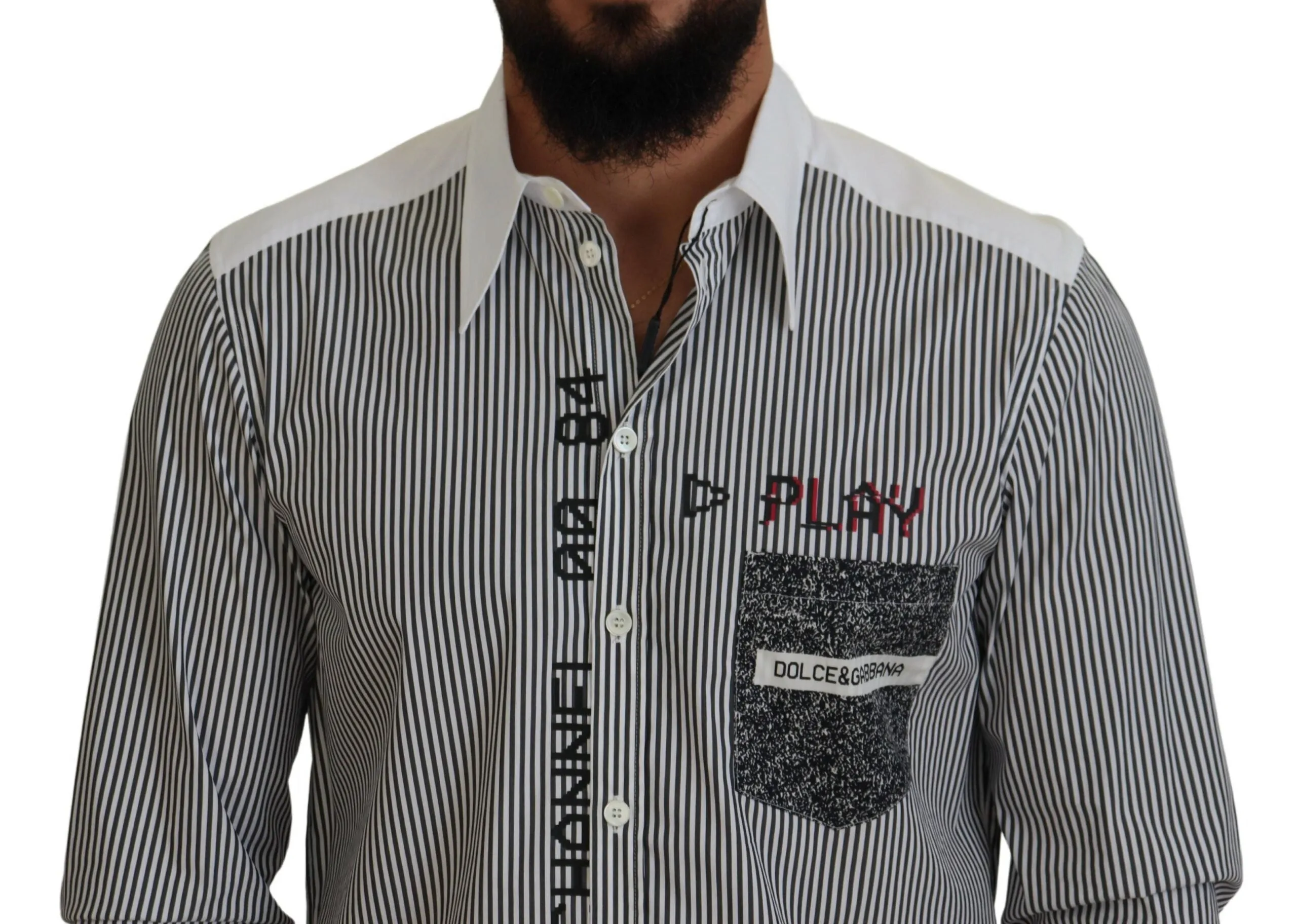 Classic Black and White Striped Button-Down Shirt sold by Louxly product image thumbnail 4