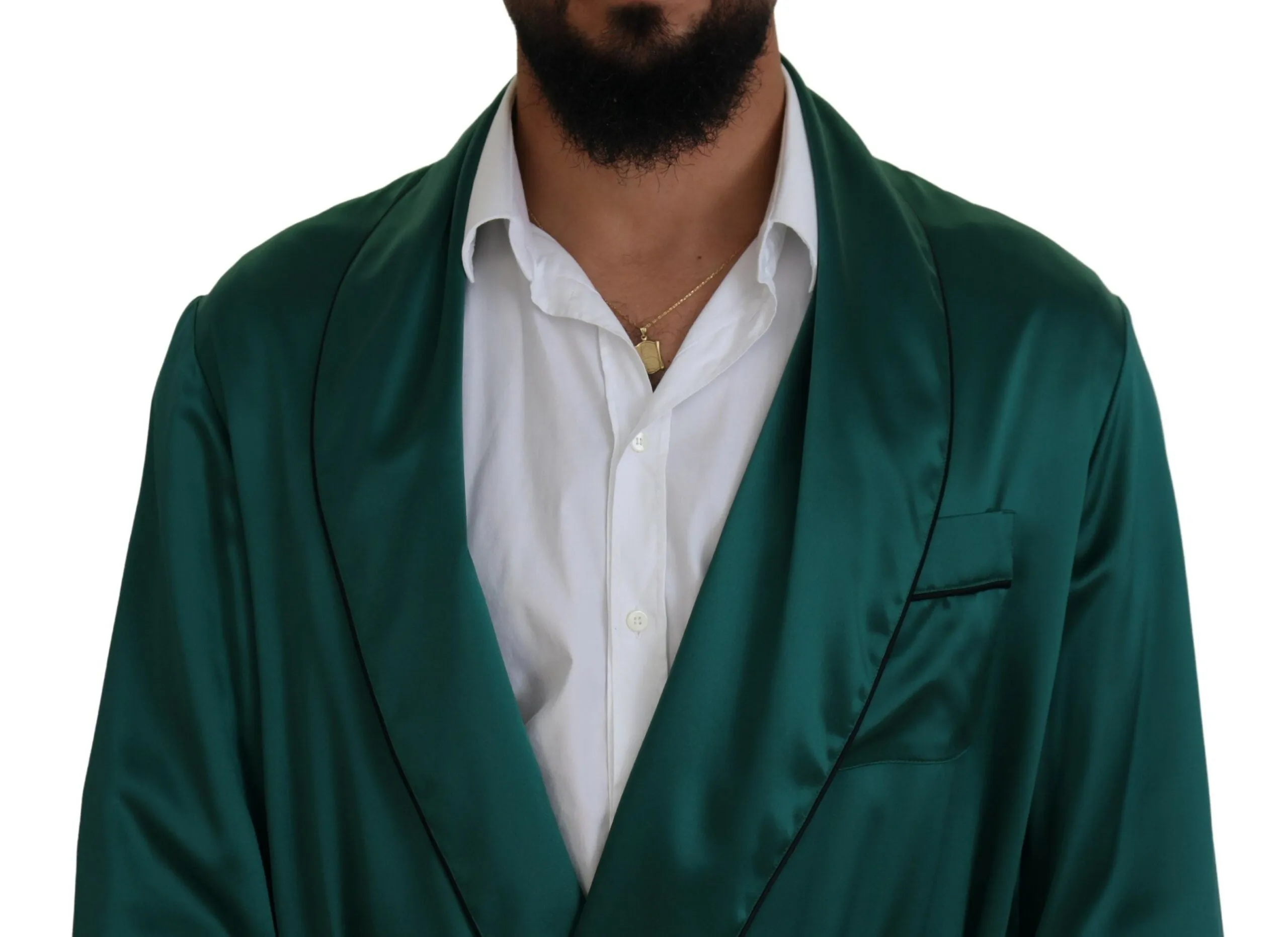 Elegant Silk Robe in Lush Green sold by Louxly product image thumbnail 4