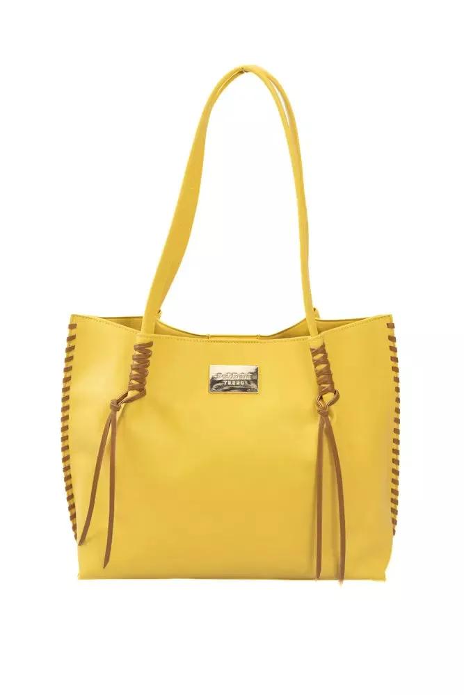 Yellow Polyurethane Women Handbag sold by Louxly