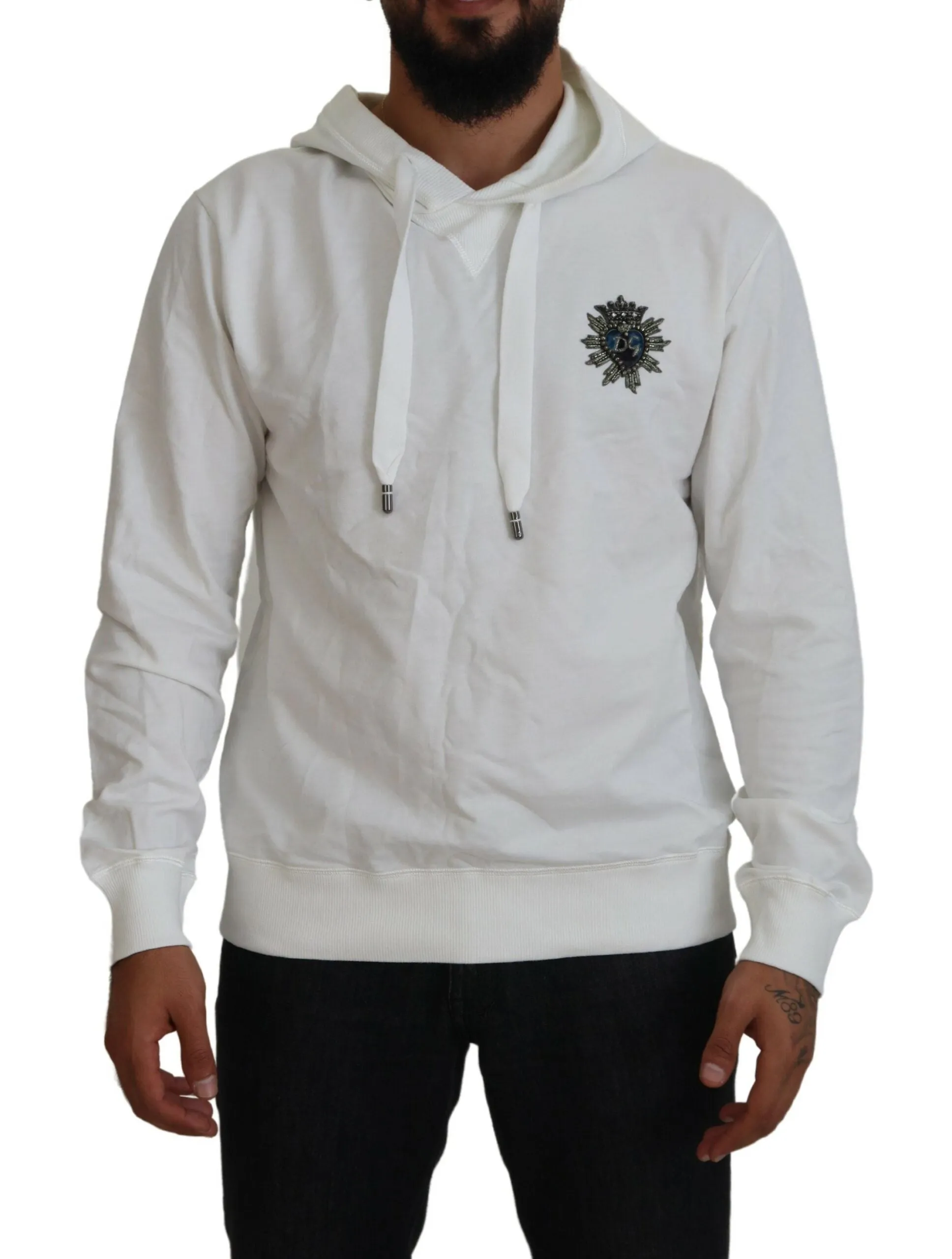 Elegant White Logo Hooded Sweatshirt sold by Louxly