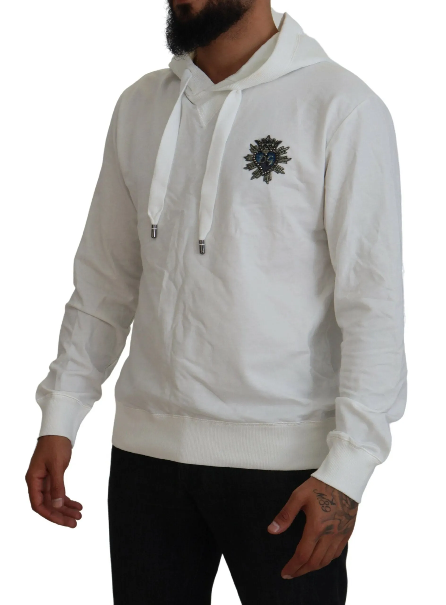 Elegant White Logo Hooded Sweatshirt sold by Louxly product image thumbnail 2